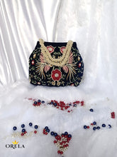 Orela Royal Neavy Blue Pearl Embroidered Potli Clutch