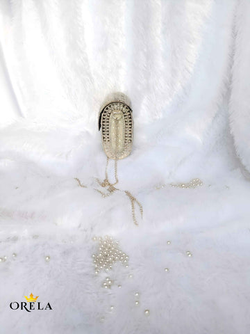 Royal Pearl Embellished Silvar Clutch For Women