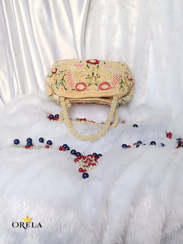 Orela Regal Pearl Embroidered Bridal Potli Clutch