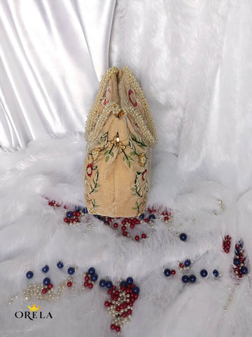 Orela Regal Pearl Embroidered Bridal Potli Clutch