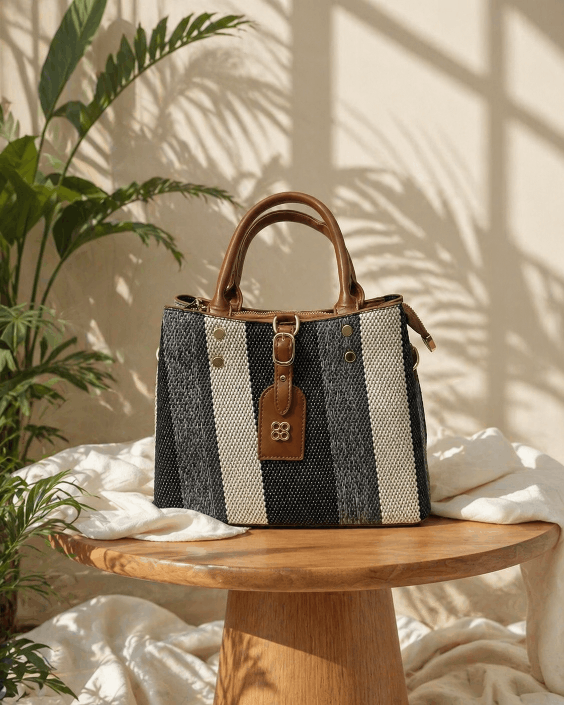 ORELA Luxe Striped Signature Tote Bag