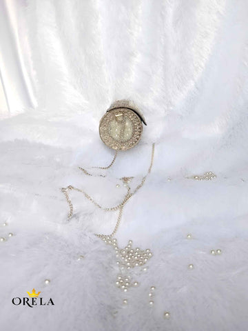 Elegant Pearl Embellished Silver Clutch For Women