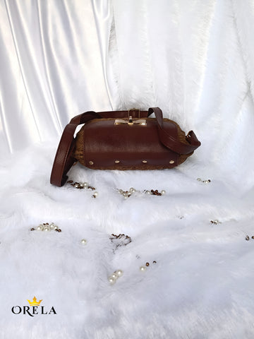 Orela Rustic Brown Bow Luxe Crossbody Shoulder Bag
