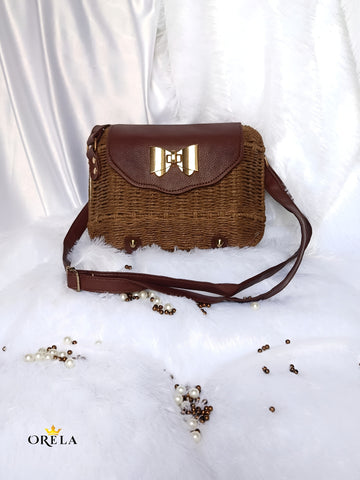 Orela Rustic Brown Bow Luxe Crossbody Shoulder Bag