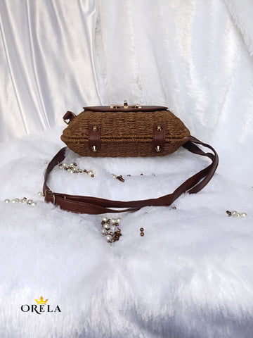 Orela Rustic Brown Bow Luxe Crossbody Shoulder Bag