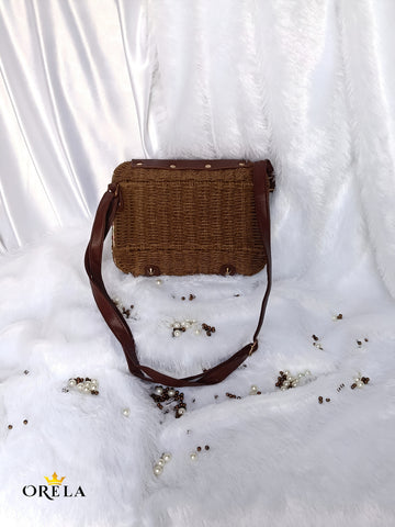 Orela Rustic Brown Bow Luxe Crossbody Shoulder Bag