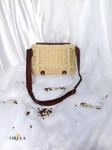 Orela Beige Classic Bow Luxe Crossbody Shoulder Bag