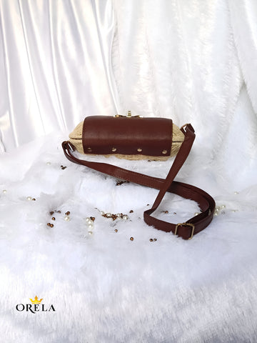 Orela Beige Classic Bow Luxe Crossbody Shoulder Bag