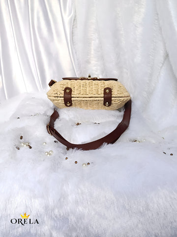 Orela Beige Classic Bow Luxe Crossbody Shoulder Bag