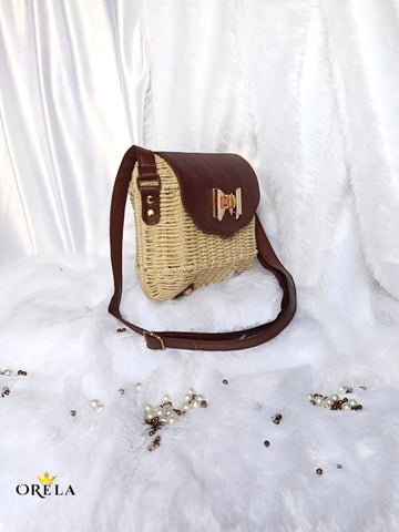 Orela Beige Classic Bow Luxe Crossbody Shoulder Bag