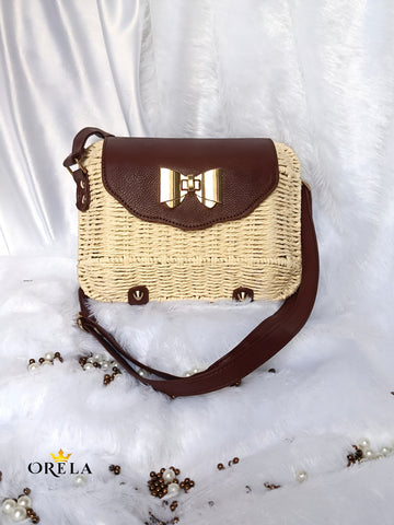 Orela Beige Classic Bow Luxe Crossbody Shoulder Bag